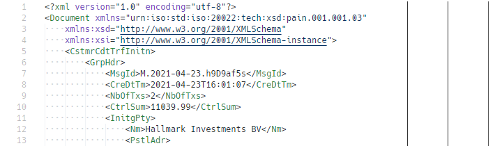 A generated SEPA XML file to upload to your bank.