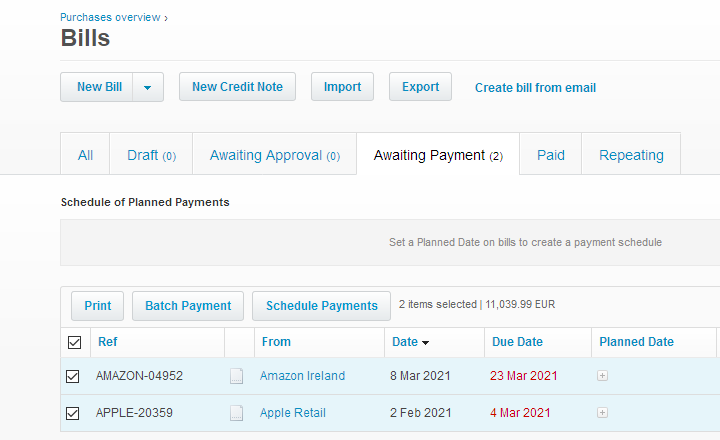 Create a new batch payment in Xero.